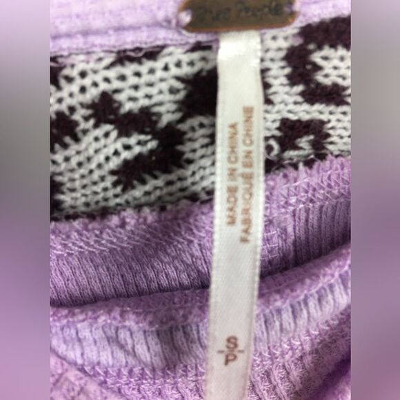 Free People womens On My Way Cuff Cotton Mixed-print Thermal Top In Petal Size S - Picture 9 of 11